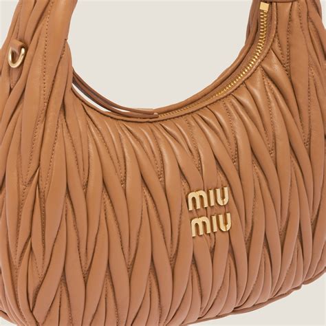 miu miu matelasse bag|Caramel Wander Matelassé Nappa Leather Hobo Bag .